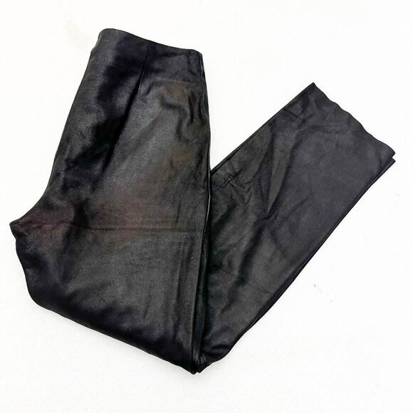 Yansi Fugel Black Genuine 100% Leather Straight Leg Pants Size 8 - Picture 8 of 8